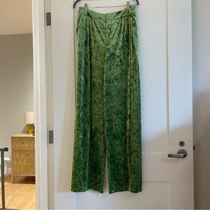 Juicy couture black label crushed velvet green trouser pants sz Large